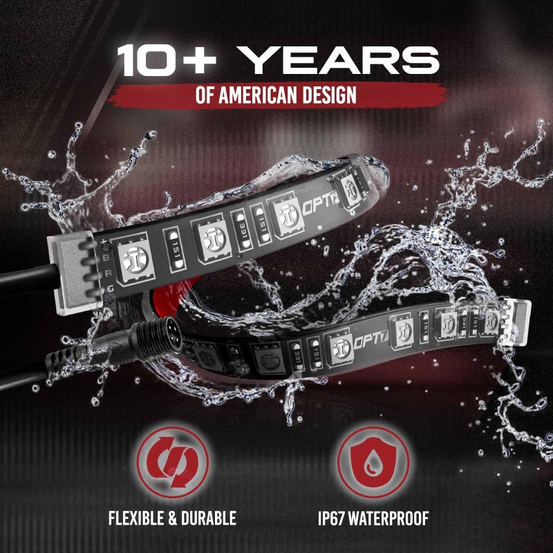 OPT7 Aura Single Row Expansion Pack - 2pc 12â€ RGB Multicolor LED Strips w/Splitters and Extension Wires for Interior, Wheel Well, Grille, Motorcycle, Golf Cart, Car, Boat Underglow Lights - Image 4